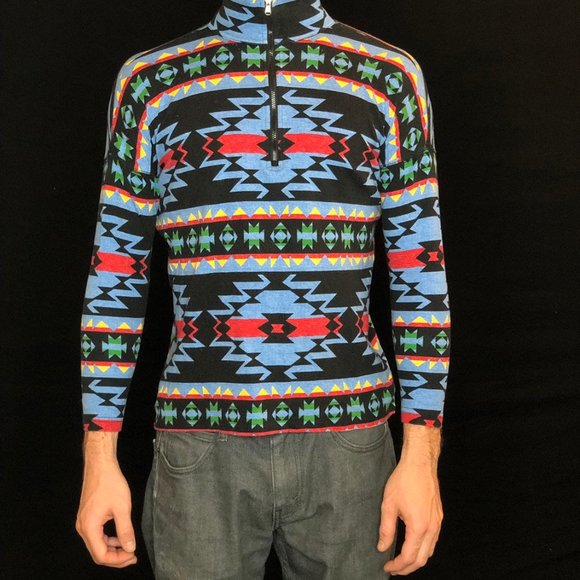 Ralph Lauren Chaps Southwestern Colorful quarter-z - Picture 2 of 4